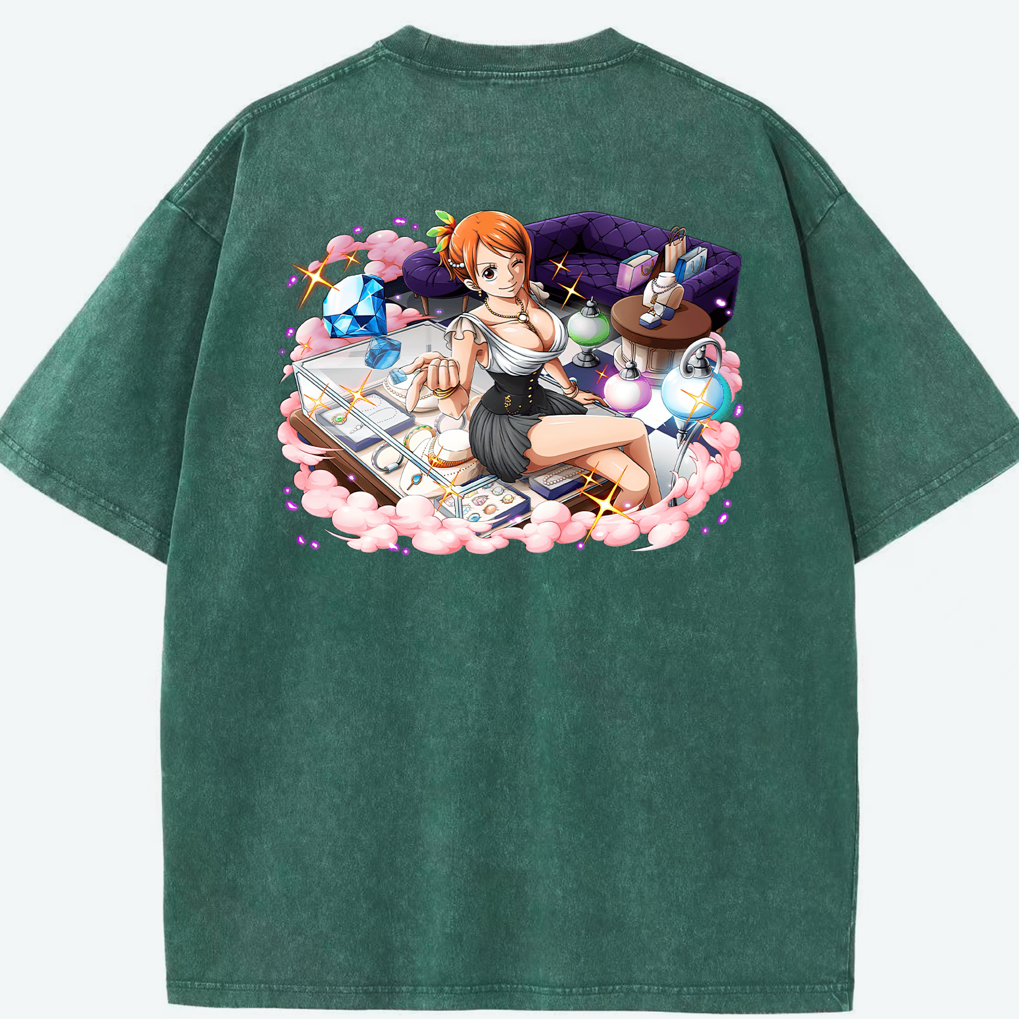 ワンピース ナミ ONE PIECE Nami 綿100% ヴィンテージ風 半袖Tシャツ（背面プリント）